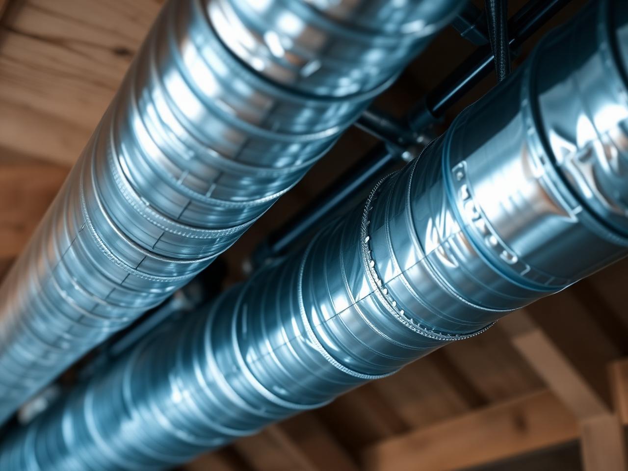 Galvanized HVAC ductwork installation
